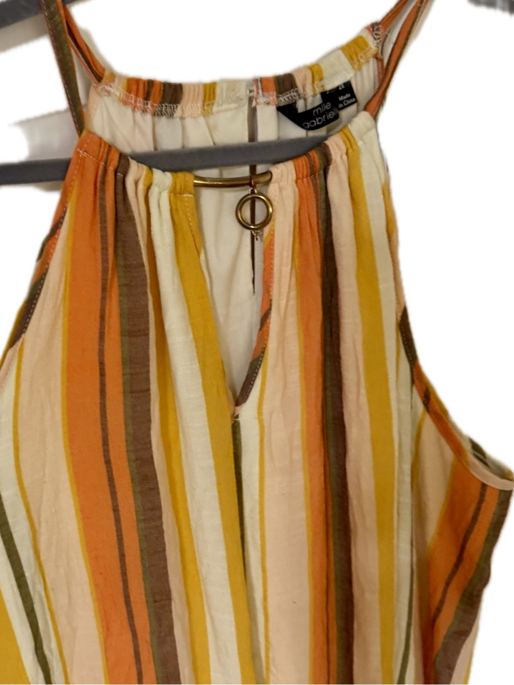 Mlle Gabrielle Striped High-Low Beach Dress | Size 2X | Boho Midi/Maxi
